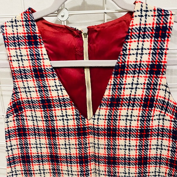 60’s Twiggy Mini 2 piece Plaid Top and Skirt Set. Top is fully lined. Homemade - Picture 5 of 8